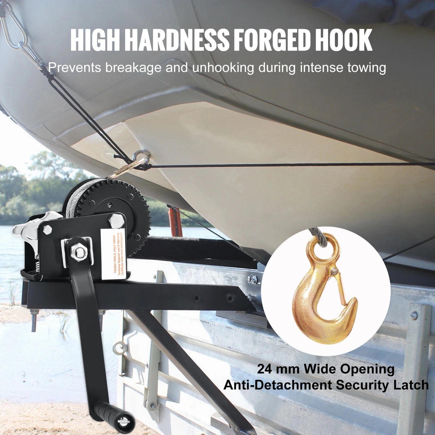 SucceBuy Heavy Duty Hand Winch With 33 Ft Steel Cable And Two Way Ratchet For Trailer Boat Or ATV Towing