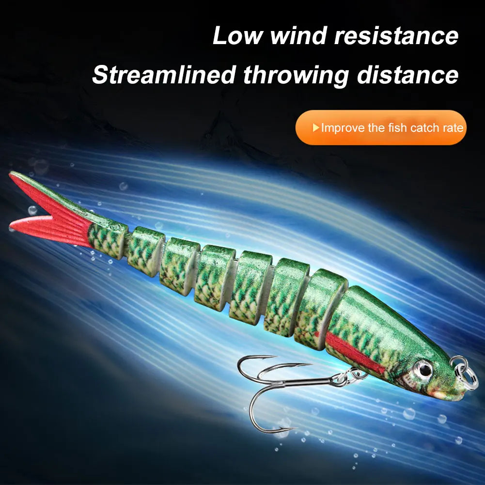 MOJOYCE 5 Pieces Multi Jointed Swimbaits Treble Hooks Fishing Lures