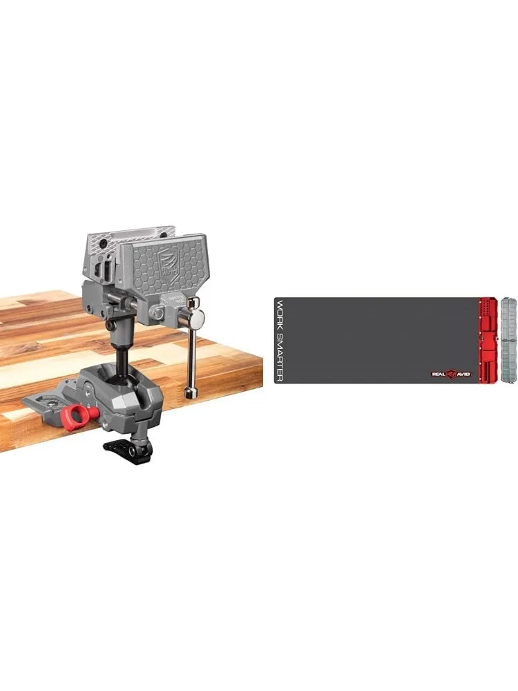 Gunsmithing Bench Vise and XL Gun Cleaning Mat with Organizers