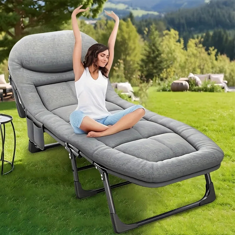 1pc Camping Cots for Adults, Folding Sleeping Cot Bed W/Mattress, Camp Bed for Travel Office & Home Camping Bed