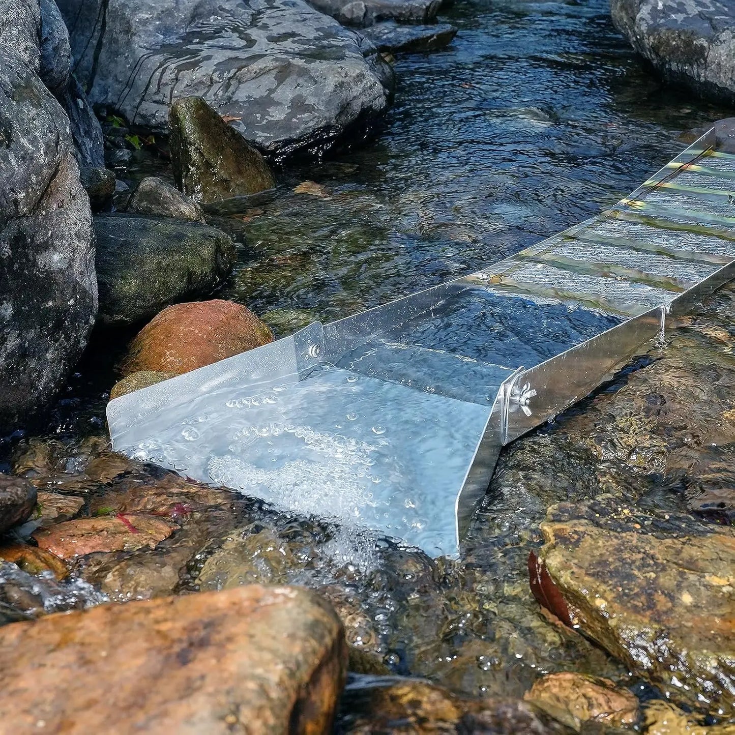 Complete Sluice Box Gold Panning Kit, 50" Folding Aluminum Alloy Gold Mining Equipment, 23 PCS Gold Prospecting Kit