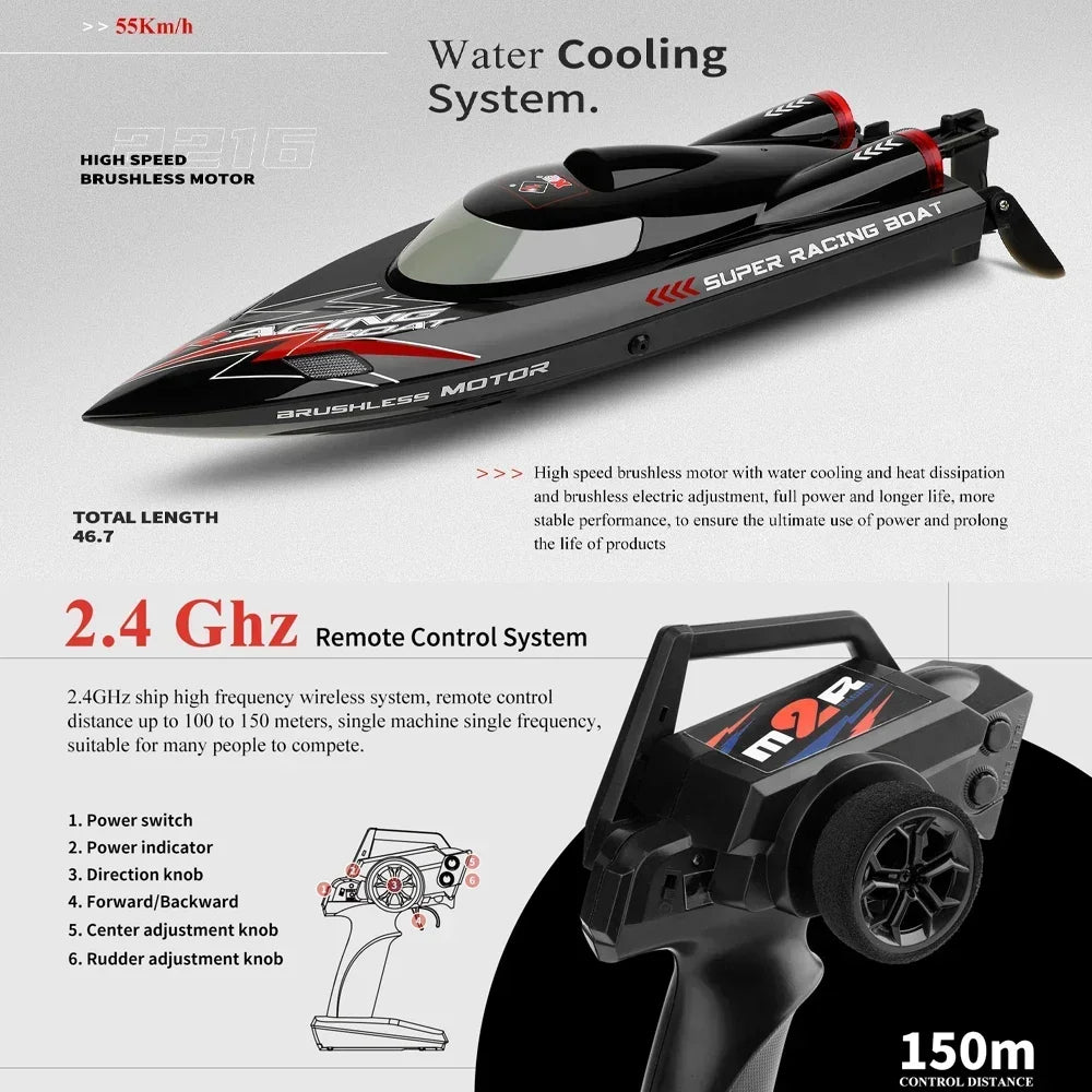 WLtoys WL916 RC Boat 2.4Ghz Brushless High Speed Speedboat