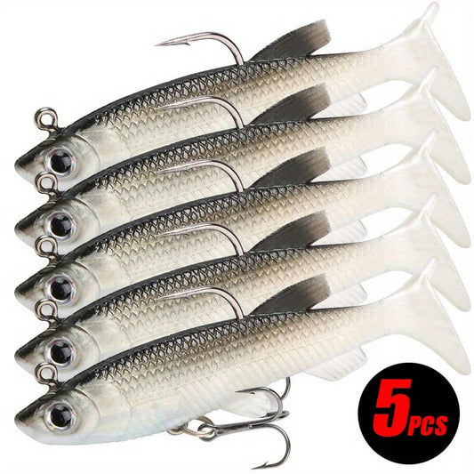 Five Piece Realistic Soft Bait Kit With Sharp Hooks