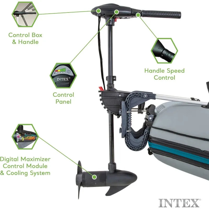 Intex Transom Trolling Motor 68631E With Weed Escape Mode