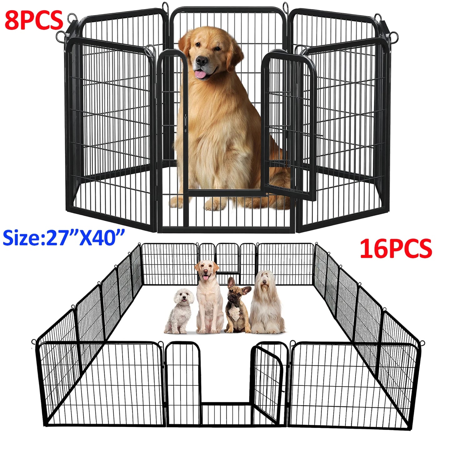 Heavy Duty Iron Dog Playpen With Door Foldable Pet Fence