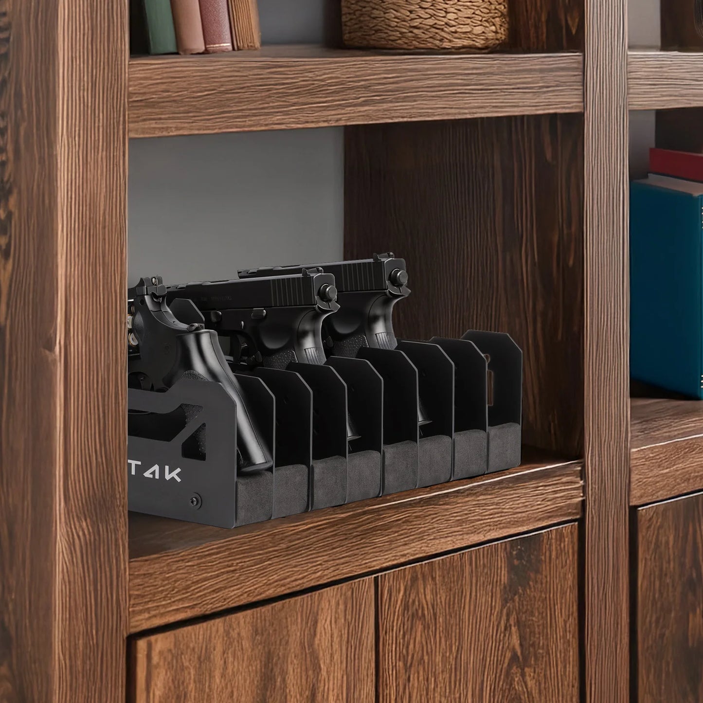 Mutak 8 Slots Pistol Rack for Gun Safe,Foam Handgun Rack with Anti-slip Magnetic Strip Revolver Pistols Holder Indoor Gun Rack