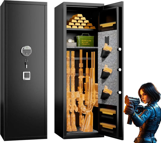 8-12 Fingerprint Gun Safe for Rifles and Pistols,No Assembly Required,Gun Safes for Rifle and Password Lock,Gun Cabinet for Home