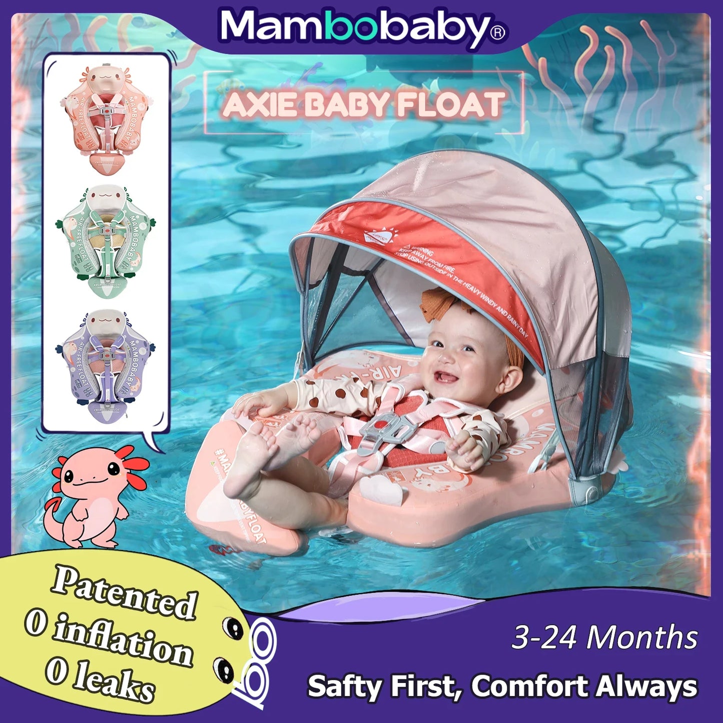 Mambobaby Axie Baby Pool Float With Canopy UV Protection