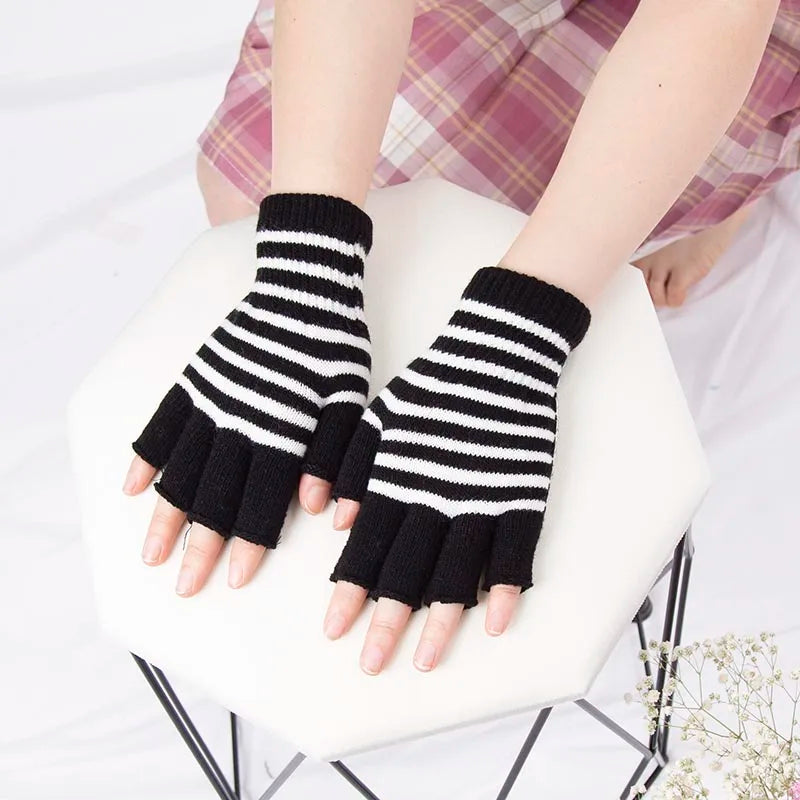 YOSEMZBACN Fingerless Gloves Unisex Knit Wool Winter Warm