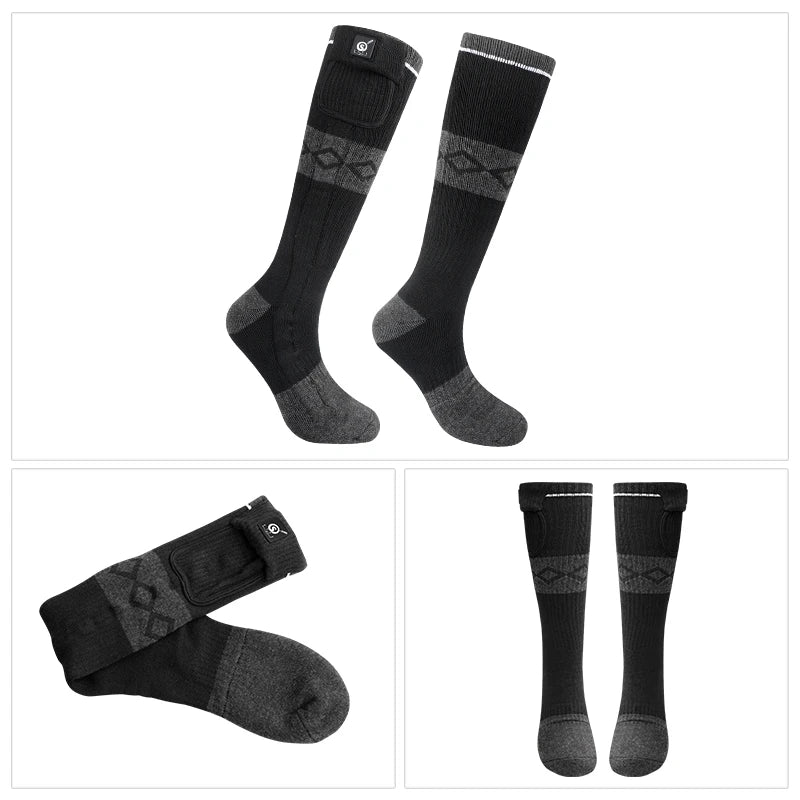 SNOW DEER Rechargeable Electric Skiing Heated Socks Winter Warm Thermal Cycling Sock Stocking Men Women For Motorcycle Cycling
