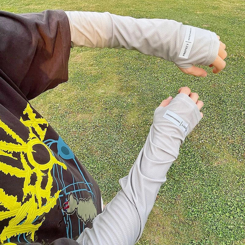 Large Size Ice Sleeves for Men's Sun Protection Japanese Summer Outdoor UV Protection Loose Arm Sleeves Driving Outdoor Gloves
