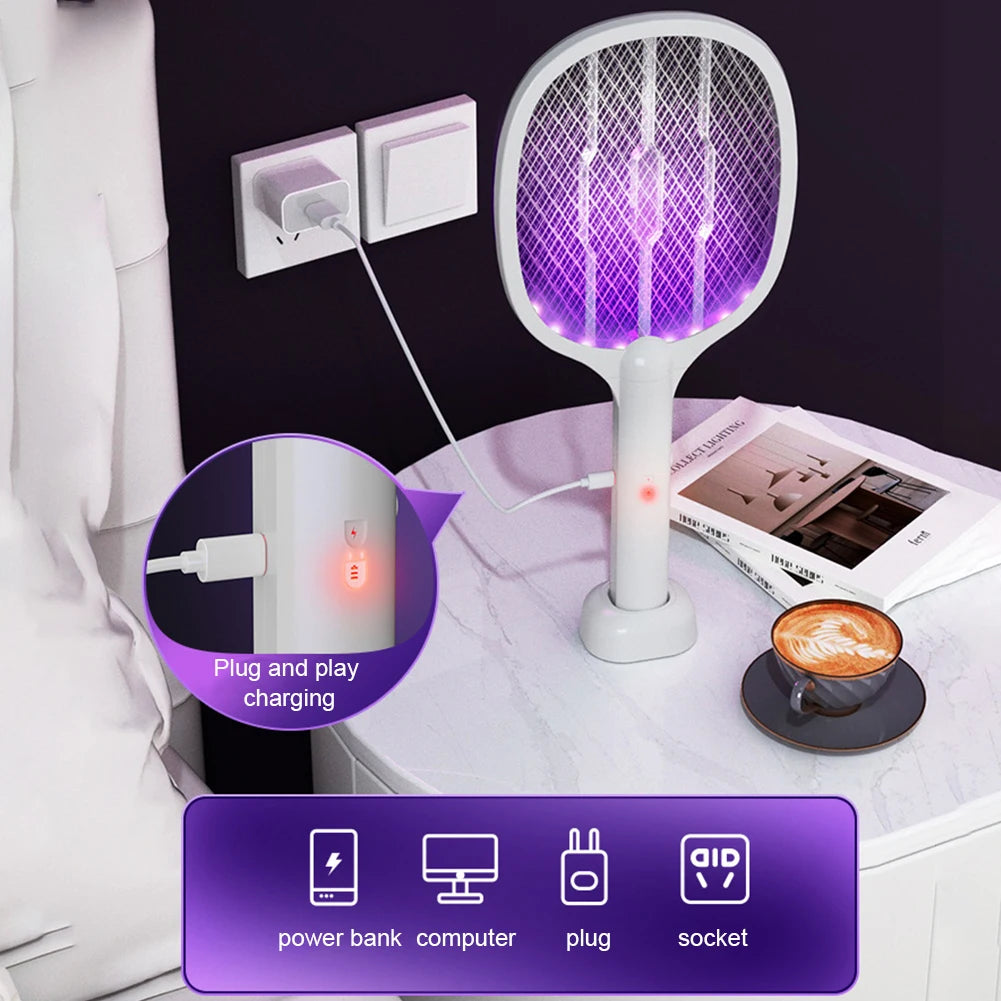 MOJOYCE 2 In 1 Electric Fly Swatter And Mosquito Lamp