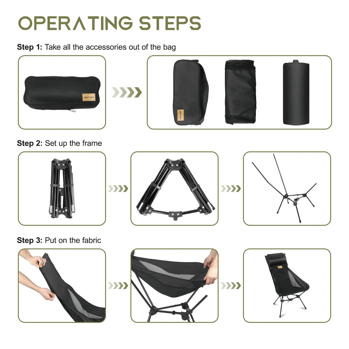 West Tune Folding Camping Chair With Headrest And Storage