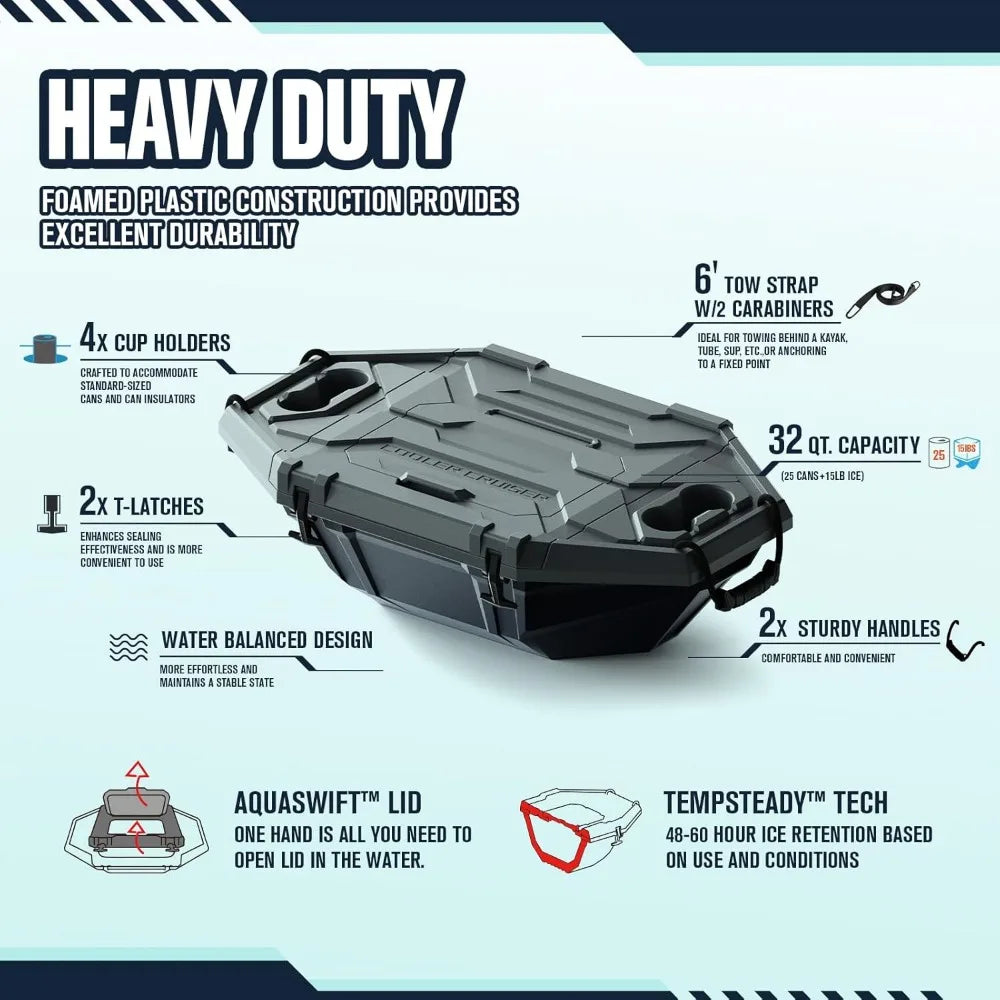 XMSJ Amphibious Floating Cooler for Kayak and Boat Trips