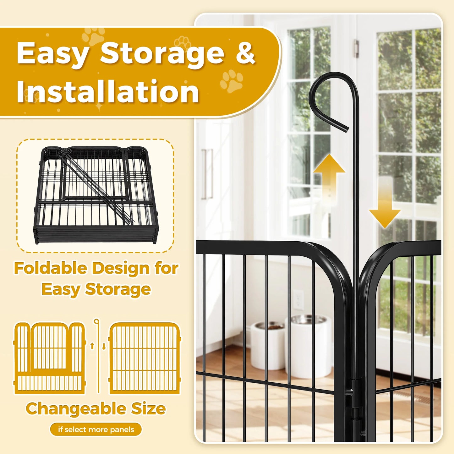 Heavy Duty Iron Dog Playpen With Door Foldable Pet Fence